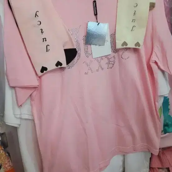 쥬시꾸뛰르 반팔 티셔츠 핑크수입 세트