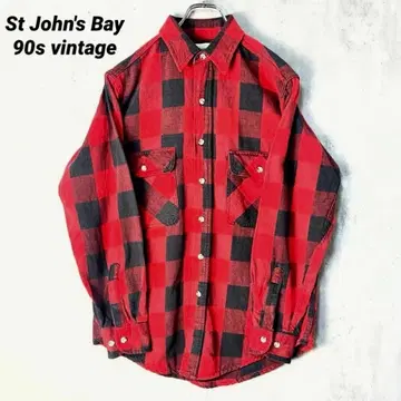 T-1968 90s St John's Bay 버팔로 체크 플란넬 셔츠 M