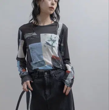 이번 주 한정 가격 인하! [ 새상품 ] Eimee Law 콜라주 프린트 시어 탑