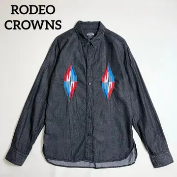 RODEO CROWNS 네이티브 자수 데님 셔츠 로데오 크라운