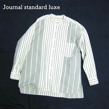 Journal standard luxe 스트라이프 밴드 카라 셔츠