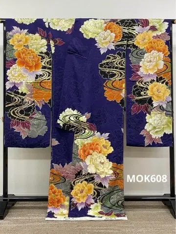 후리소데 RORA 가봉 은사 자수 금채 대륜 순수 실크 미재단 상품 MOK608