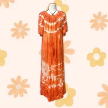 가격 인하 vintage 에스닉 그리스 원피스풍 오렌지 롱 원피스