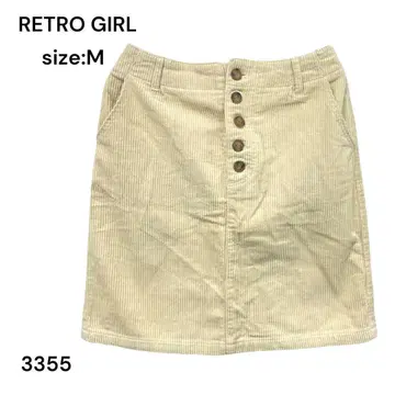 레트로걸 RETRO GIRL 스커트 무릎 기장 코듀로이 M