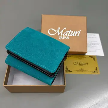 새상품 Maturi JAPAN 아르칸타라 3단 폴더형 지갑 미니 지갑 블루