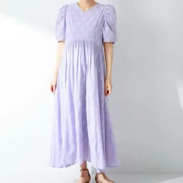 새상품 서니 라벨 코튼 프린트 플라워 원피스 퍼플