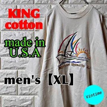 AH197 USA제 [ KING cotton ] 자수 디자인 T셔츠 [ 남성용 XL ]