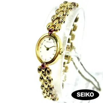 SEIKO 1E20-6140 쿼츠 루비 골드 시계 작동 새상품 배터리