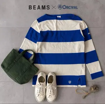 크리프하이프 오자키 세계관 착용 BEAMS x ORCIVAL 별주 보더 티셔츠