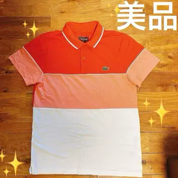 컨디션 최상 LACOSTE SPORT 피케 셔츠 오렌지 x 화이트