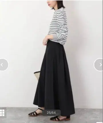 SLOBE IENA 슬로브 이에나 나일론 턱 플레어 스커트 36 블랙