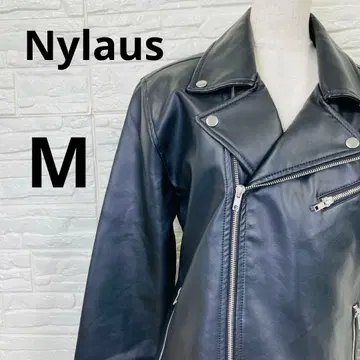 새상품급 Nylaus 남성용 페이크 레더 자켓 라이더스 블랙 M