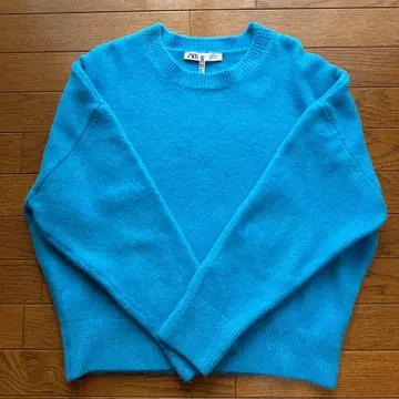 ZARA 크루넥 니트 터콰이즈 블루 L 사이즈