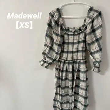 새상품급 [ XS ] Madewell 체크 무늬 긴팔 롱 원피스 귀여움