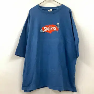 THE SMURFS 스머프 자수 디자인 T셔츠 블루 M