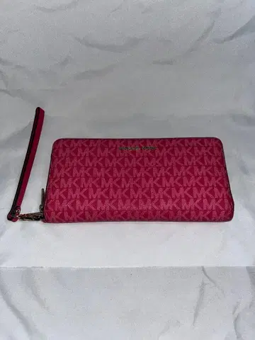 MICHAEL KORS 장지갑 핑크 로고 패턴 스트랩 포함