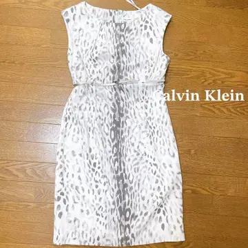 Calvin Klein 슬리브리스 원피스 레오파드 무늬 M