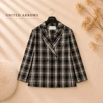 26년 UNITED ARROWS 시어 테일러드 체크 자켓
