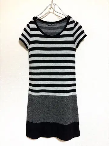 MARY QUANT 보더 니트 무릎 기장 원피스 반팔 38 일본제
