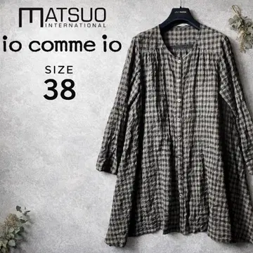 io comme io 내추럴 깅엄 체크 개더 블라우스 38