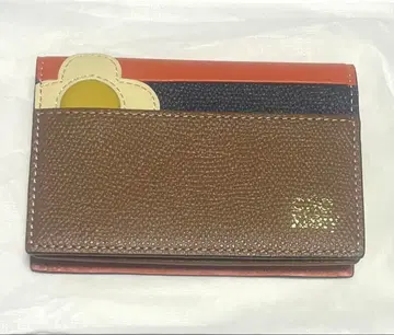 Orla Kiely 카드 케이스 명함지갑 브라운 오렌지 소가죽