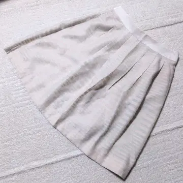 [ 새상품급 ] 23구 플레어 스커트 40 L 상당 베이지 스트라이프 턱