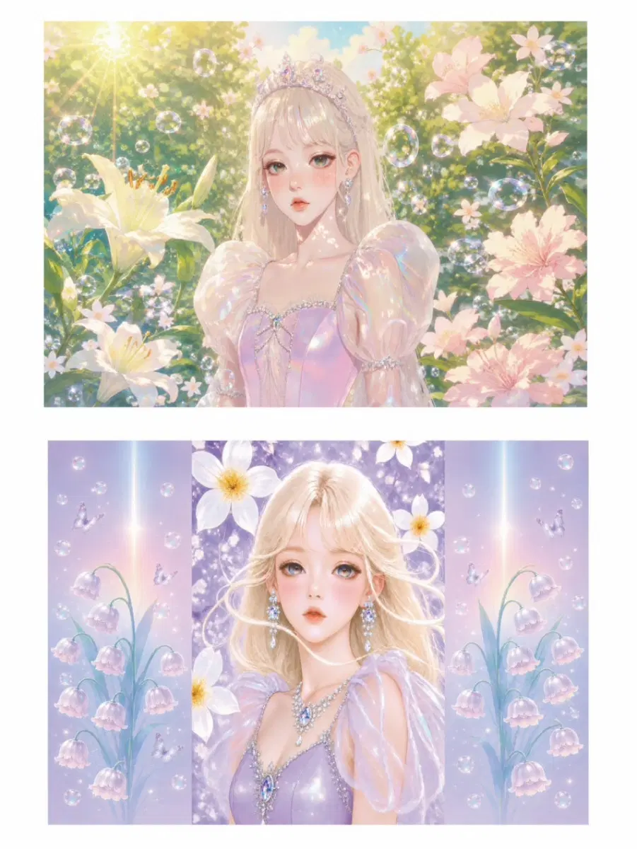 포용 샤이닝+라벤더 소녀 양면 랩핑지 (A4)