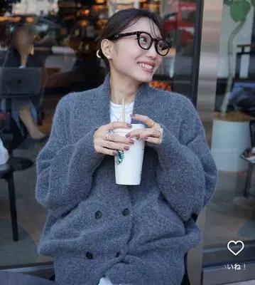 완판템 Double-breasted Shaggy knit Cardigan