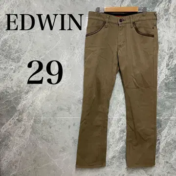 EDWIN 남성용 L 베이지 워크 팬츠 스트레이트 구제 의류