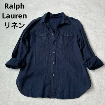 Ralph 랄프 로렌 린넨 밀리터리 셔츠 긴팔 빅 네이비