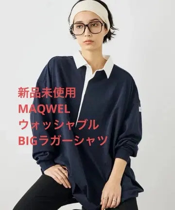 미사용 새상품 MAQWEL 마크웰 워셔블 BIG 라거 셔츠 네이비
