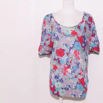 하자품 TSUMORI CHISATO 상의 튜닉 반팔 꽃무늬