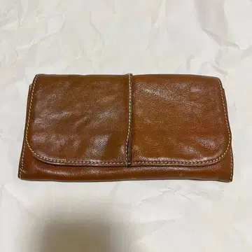 두툼한 천연 가죽 가죽 지갑 이단 장지갑 브라운 광택 각인 없음 중후한 느낌