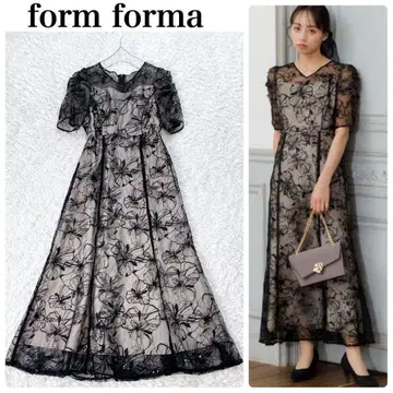 새상품급 form forma 스팽글 자수 레이스 원피스 드레스 꽃무늬 7호