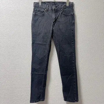 리바이스 데님 팬츠 스트레이트 무지 M 블랙 면 블랙 데님