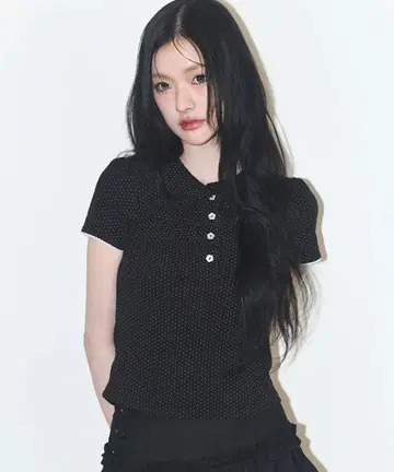 ILLIGO 도트 무늬 피케 셔츠 반팔 블랙