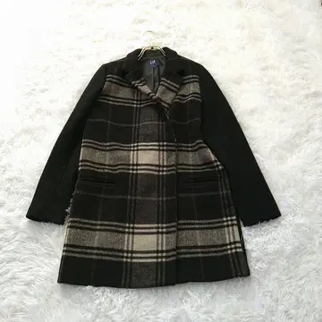 새상품급 GAP 옴브레 체크 울 피코트 XS 블랙
