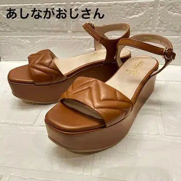 새상품급 키다리 아저씨 통굽 샌들 천연 가죽 스트랩 샌들