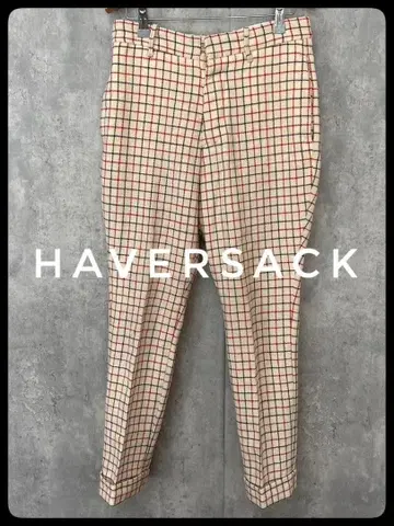 HAVERSACK 울 팬츠 테이퍼드 팬츠 체크 무늬