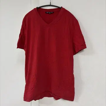 마이클코어스 V넥 T셔츠 무지 L 빨간색 반팔 자수 로고 상의