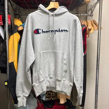 Champion 리버스 위브 후드티 그레이
