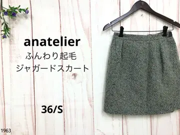 아나텔리어 기모 자카드 스커트 미니 스커트 레트로 패턴 기모 울 혼방 S