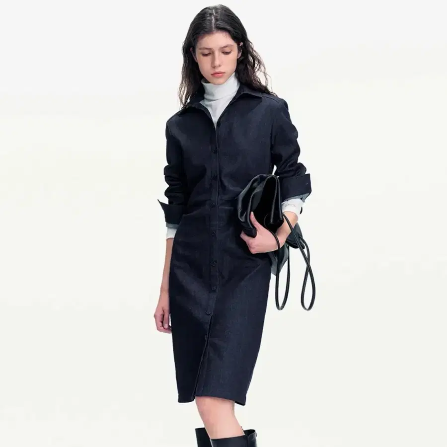 포유온 coy denim shirt dress