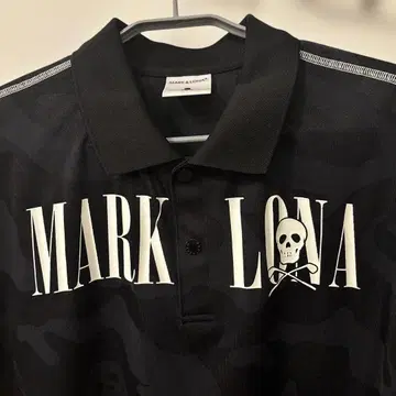 MARK & LONA 피케 셔츠 블랙 카모플라주 패턴 48
