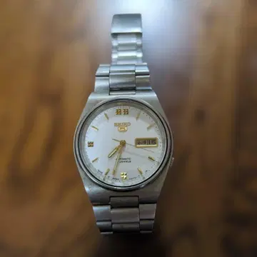 SEIKO 17JEWELS 자동 와인딩 손목시계 화이트 다이얼 436521