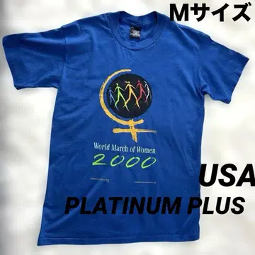 PLATINUM PLUS 파랑 빈티지 티셔츠 M 사이즈 2000년 기념 USA