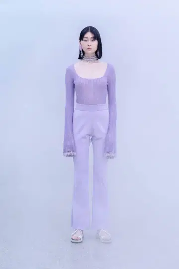 마메쿠로구치 mame kurogouchi 미사용 새상품 비즈 플레어 슬리브 니트