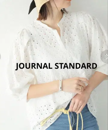 JOURNAL STANDARD 기하학 자수 퍼프 블라우스 루즈핏