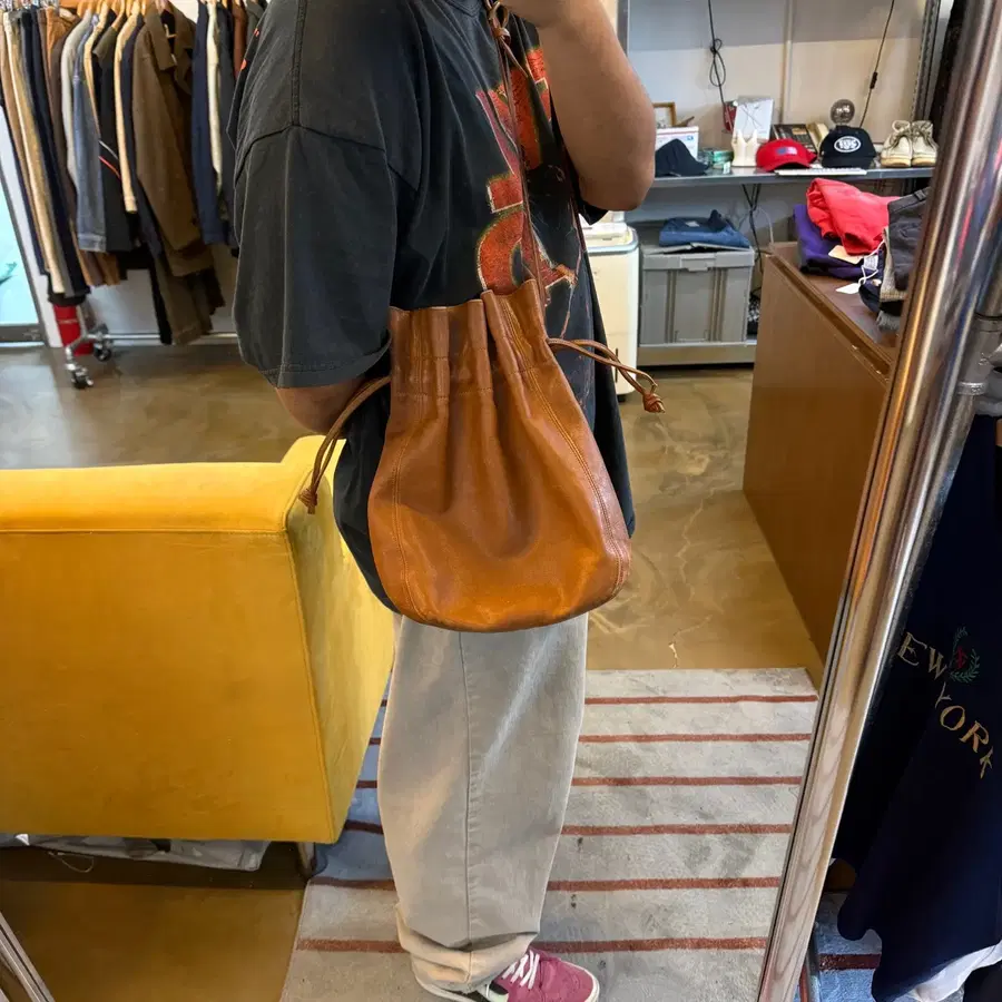80 ~ 90S 올드 코치 MADE IN USA 드로잉스트링 크로스백
