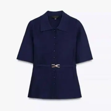 ZARA 네이비 반팔 니트 프론트 오픈 상의 벨트 포함 XL 자라 네이비 컬러